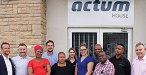 Actum Group directors and the BISA team outside BISA’s new home at Actum’s headquarters in Linbro Park.